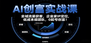 AI创富实战课：企业家IP定位，全域流量获客，低成本组团队，0起号创富！-KJ分享