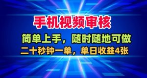 手机视频审核，随时随地可做，二十秒钟一单，单日收益4张+-KJ分享