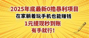 2025年底最新0撸暴利项目,在家也能躺赚,1元秒提现,有手就行!-KJ分享