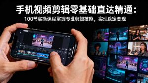 手机视频剪辑零基础直达精通：100节实操课程掌握专业剪辑技能，实现稳…-KJ分享