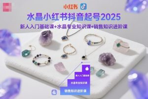 水晶小红书抖音起号2025，新人入门基础课+水晶专业知识课+销售知识进阶课-KJ分享