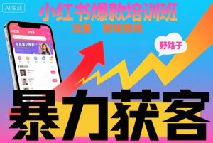 小红书爆款培训班，小红书获客野路子流量打法，暴力持续获客-KJ分享