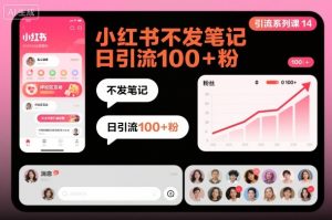 引流系列课14:小红书不发笔记日引流100+粉-KJ分享