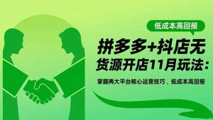 拼多多+抖店无货源开店11月玩法：掌握两大平台核心运营技巧，低成本高回报-KJ分享