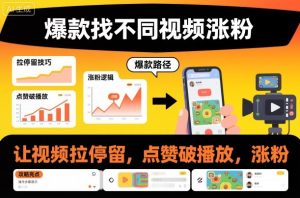 爆款找不同视频涨粉,让视频拉停留,实现点赞,破播放,涨粉-KJ分享