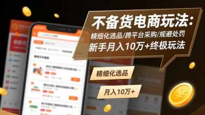 不备货电商玩法：精细化选品/跨平台采购/规避处罚，新手月入10万+终极玩法-KJ分享