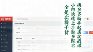 拼多多新手起店实战课：小白快速上手拼多多运营，避开踩坑，全是实操干货-KJ分享