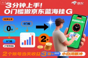 3分钟上手!0门槛做京东蓝海全自动掘金,2个账号当天收益3张+,小白闭眼冲-KJ分享
