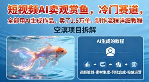 短视频AI卖观赏鱼，冷门赛道，全部用AI生成作品，卖了1.5W单，制作流程详细教程-KJ分享