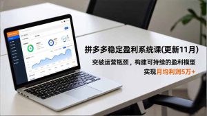 拼多多稳定盈利系统课(更新11月)，突破运营瓶颈，构建可持续的盈利模型，实现月均利润5万+-KJ分享