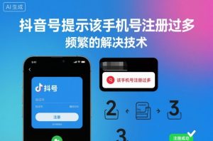 抖音号提示该手机号注册过多,频繁的解决技术-KJ分享