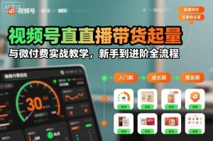 视频号直播带货起量与微付费实战教学，新手到进阶全流程-KJ分享