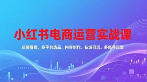小红书电商运营实战课，店铺搭建、多平台选品、内容创作、私域引流、多账号运营等玩法-KJ分享