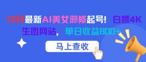 12月最新AI美女邪修起号！白嫖4K生图网站，单日收益8张+-KJ分享