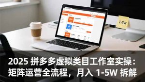 2025 拼多多虚拟类目工作室实操：矩阵运营全流程，月入 1-5W 拆解-KJ分享