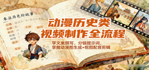动漫历史类视频制作全流程,学文案撰写、分镜提示词,掌握动漫图生成+抠图配音剪辑-KJ分享