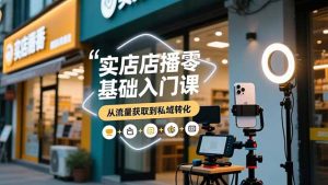 实体店播零基础入门课，实体店+短视频+直播+微信生态+私域社群，从流量获取到私域转化-KJ分享