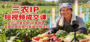 三农IP短视频成交课：定位/流量获取/文案脚本，掌握拍摄剪辑与复盘投放技巧-KJ分享