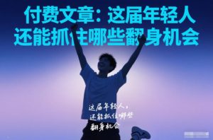 付费文章:这届年轻人,还能抓住哪些翻身机会-KJ分享