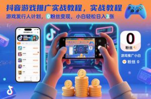 抖音游戏推广实战教程,游戏发行人计划,0粉丝变现,小白轻松日入3张-KJ分享