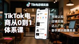 TikTok电商从0到1体系课,市场认知、店铺实操、达人广告,新手避坑稳赚美金-KJ分享