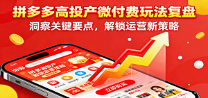 拼多多高投产微付费玩法复盘,洞察关键要点,解锁运营新策略-KJ分享