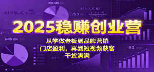 2025稳赚创业营：从学做老板到品牌营销、门店盈利，再到短视频获客，干货满满-KJ分享