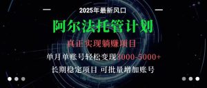 阿尔法托管计划 单账号月入3000-5000,长期稳定项目,新手小白轻松上手-KJ分享