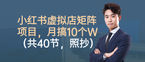 小红书虚拟店矩阵项目,月搞10W(共40节,照抄照做)-KJ分享