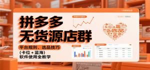 拼多多无货源店群：平台规则、选品技巧（卡位 + 蓝海），软件使用全教学-KJ分享