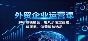 外贸企业运营课：解析赚钱机会，用八步法定战略、建团队、做营销与选品-KJ分享