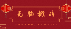 零成本零门槛无脑搬砖项目,新手也能日收益50+,可批量操作赚更多-KJ分享