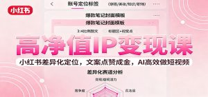 高净值IP变现课:小红书差异化定位,文案点赞成金, AI高效做短视频-KJ分享