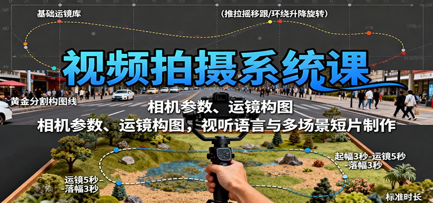 视频拍摄系统课：相机参数、运镜构图，视听语言与多场景短片制作-KJ分享