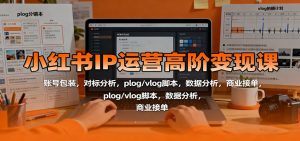 小红书IP运营高阶变现课:账号包装,对标分析,plog/vlog脚本,数据分析,商业接单-KJ分享