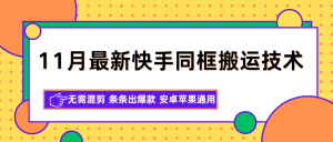 11月最新快手同框搬运技术,无需混剪 条条出爆款 安卓苹果通用-KJ分享
