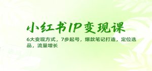 小红书IP变现课:6大变现方式,7步起号,爆款笔记打造,定位选品,流量增长-KJ分享