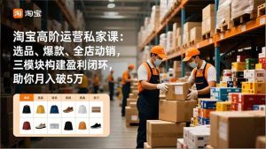 淘宝高阶运营私家课:选品、爆款、全店动销,三模块构建盈利闭环,助你月入破5万(更新12月)-KJ分享