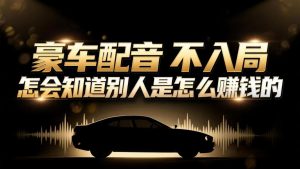 小众暴利赛道：豪车配音软件玩法，操作简单暴力，单人日入可达15W-KJ分享