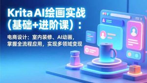 Krita AI绘画实战(基础+进阶课)：电商设计、室内装修、AI动画，掌握全流程应用，实现多领域变现-KJ分享