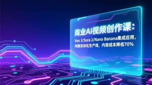 商业AI视频创作课：Veo 3/Sora 2/Nano Banana集成应用，构建自动化生产线，内容成本降低70%-KJ分享
