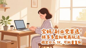 宝妈 / 副业党首选!拼多多虚拟电商玩法,稳定日入 1K,可批量复制-KJ分享