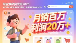 淘宝爆款实战班2026：手把手教你打造月销百万爆款，稳定月利润突破20万+-KJ分享