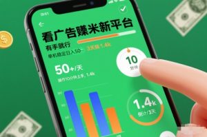 看广告賺米新平台，有手就行，单机稳定日入50+，操作10分钟上手，3天搞了1.4k-KJ分享