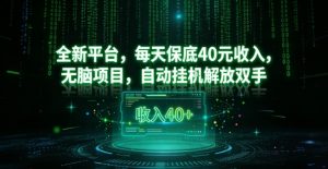 全新平台,每天保底40米收入,无脑项目,自动挂G解放双手-KJ分享