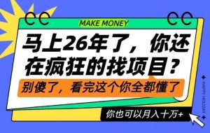 26年了，不要再疯狂的找项目了，看完这个你也可以月入十个W-KJ分享