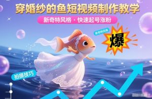 穿婚纱的鱼短视频制作教学，新奇特风格，快速起号涨粉-KJ分享