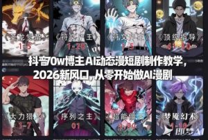 抖音70w博主AI动态漫短剧制作教学，2026新风口，从零开始做AI漫剧，普通人也能月入过W-KJ分享