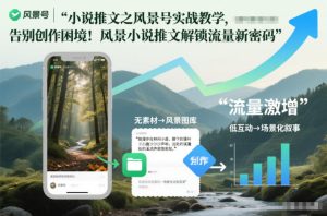 小说推文之风景号实战教学，告别创作困境！风景小说推文解锁流量新密码-KJ分享