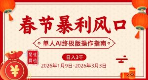 春节暴利风口项目，单人AI落地翻身终极版实操-KJ分享